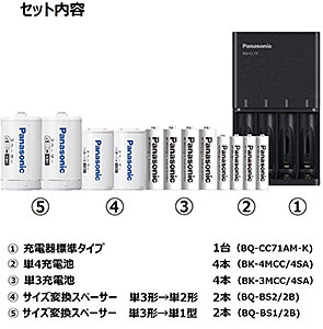 <パナソニック エネループ 充電器セット>