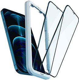 <Spigen 2枚入 iPhone 12 Pro Max ガラスフィルム 6.7 インチ ガイド枠付き>