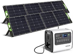 ＜EENOUR ポータブル電源 S2000 ソーラーパネル200W 2枚付き 家庭用蓄電池 大容量 2000Wh/640000mAh MPPT制御方式 バックアップ電源 車中泊 キャンプ 防災グッズ 非常用電源 停電対策 台風 震災用品＞