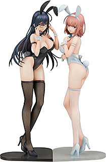 <イコモチ先生オリジナルキャラクター 黒バニー葵&白バニー夏芽 2体セット 1/6スケール プラスチック製 塗装済み完成品フィギュア>