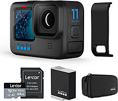 ＜GoPro公式ストア限定 GoPro HERO11 Black + SDカード(64GB) + サイドドア(充電口付) 【タジマ保証書付国内正規品】＞