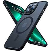 <TORRAS iPhone14ProMax 用 ケース MagSafe対応 米軍耐衝撃 半透明 指紋防止 マグネット搭載 ワイアレス充電対応ケース 黄ばみなし レンズ保護 6.7インチ アイフォン14ProMax 用 カバー ブラック Guardian-Mag>