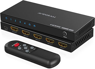＜HDMI 2.1スイッチ 8K 60Hz, AVIDGRAM HDMI切替器 4イン1 IRリモコン付き 4ポート 4K 120Hz 自動HDMIセレクターハブ対応 8K@60Hz 48Gbps Xbox Series X PS4 Pro PS5 Roku UHD TVモニタープロジェクター用＞