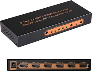 ＜HDMI2.0切替器 5入力1出力 4K60Hz3D HDCP2.2HDR対応リモコン付属 PS4 Switch Xbox FireTV Stick対応セレクター＞