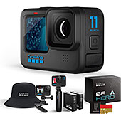 <GoPro HERO11 Black ゴープロ ごーぷろ アクションカメラ (HERO11Black本体+認定SDカード(64GB) + Shortyミニ延長ポール+クリップマウント+ 予備Enduro バッテリー+ギフトボックス+ハット)>
