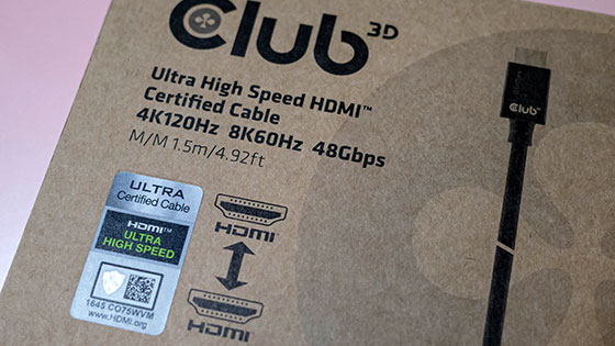 ＜Club3D HDMI 2.1 4K120Hz 8K60Hz 48Gbps Male/Male 1.5m Ultra ウルトラ ハイスピード 認証ケーブル (CAC-1370)＞