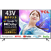 ＜【Amazon.co.jp 限定】TCL 43C636 43インチ 4K 液晶テレビ スマートテレビ(Google TV) 4Kチューナー内蔵 2022年モデル＞