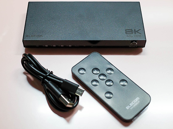 ＜エレコム HDMI 切替器 8K 60Hz 4入力1出力 (HDMI ×3 + Type-C ×1) リモコン付き 【自動・手動切替が選べる】 PS5・4 / Nintendo Switch/Fire TV Stick 他 DH-SW8KC41BK/E＞