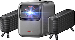 ＜Anker Nebula X1 プロジェクター & 専用サテライト スピーカー セット【4K 3色レーザー 短焦点 単焦点 ホームシアター 家庭用 AI全自動スクリーン調整 3500ANSIルーメン 電動ジンバル 内蔵 光学ズーム 高輝度 自動台形補正 オートフォーカス Google TV搭載 Netflix対応 低遅延 Wi-Fiスピーカー ネビュラ エックス1】＞
