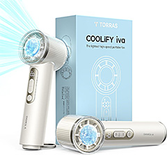 ＜【2025新登場・COOLiFY iva】TORRAS ハンディファン 冷却プレート 手持ち扇風機 携帯扇風機 小型 100段階 静音 最大12時間動作 Type-c 充電式 5000mAh カラビナ付き ハンディ扇風機＞