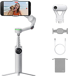 ＜Insta360 Flow 2 Pro AIトラッカーキット グレー - 折畳式AIスマートフォンジンバル、Apple DockKitと200以上のアプリによるトラッキング、AIトラッカー、複数人トラッキング、360度パントラッキング、内蔵三脚付き自撮り棒、iPhone/Android対応ポータブルジンバル＞