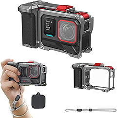 ＜Insta360 Ace Pro2/Ace Pro 対応 カメラケージ キット グリップホルダー シャッターボタン付,レンズキャップ 紛失防止用ストラップ 付き＞