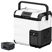 ＜EENOUR コードレス冷温庫 D18 PRO 18L -20℃～60℃ バッテリー1個付き 冷凍・保温両用 車載冷蔵庫 両開きフタ コンプレッサー式 4WAY電源対応 AC100V DC12V/24V 電池 ポータブル冷蔵庫 急速冷凍・保温 省エネ 静音 軽量 小型 庫内灯・水栓付き 室内室外用 キャンプ 車中泊 一人キャンプ 一人暮らしに大活躍＞