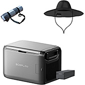 ＜EcoFlow GLACIER Classic ポータブル冷蔵庫55L +GLACIER専用バッテリー298Wh+ソーラーハット+レジャーシート 4点セット＞