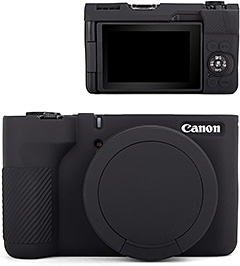 ＜kinokoo canon v1 ケース Canon Powershot V1カメラケース ソフトシリコンラバー保護カバー 取り外し可能なレンズカバー付き Canon V1 Vlogカメラ用 - 傷防止 スリムフィット ソフトスキンケース (ブラック)＞