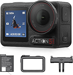 <【Amazon限定】DJI アクションカメラ Osmo Action 5 Pro エッセンシャルコンボ 小型 1/1.3インチセンサー付き 防水 4K/120fps映像 被写体トラッキング 手ブレ補正 デュアルOLEDタッチ画面 スポーツ vlog ウェアラブルカメラ 動画撮影用カメラ>