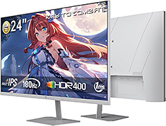 ＜KTC 23.8 インチ ゲーミングモニター (190Hz OC可能/180Hz/FHD/1ms/Fast IPS/HDR400/FreeSync&G-Sync対応) フレームレス設計 目に優しい低ブルーライト チルト調整 HDMI×2+DP×1搭載 sRGB133% 400nit （ホワイト）H24F8＞