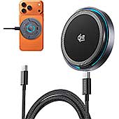 ＜THREEKEY MagSafe充電器【Qi2公式認証 25W高速充電】高回転冷却ファン・効果的な放熱 両面マグネット式 マグセーフ充電器 Qi2.2 25W超高効率ワイヤレス充電 iPhone 17/16シリーズ iOS 26 以降対応 2m高耐久編み込みUSB-C to Cケーブル 出張·旅行·オフィスに最適＞