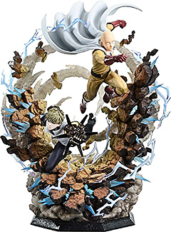 ＜プライム1スタジオ(Prime 1 Studio) アルティメットプレミアムマスターライン ワンパンマン サイタマ＆ジェノス DX版 約730mm ポリストーン製 塗装済み完成品フィギュア＞